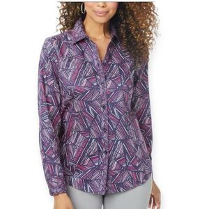 Foxcroft Ava Modern Mosaic Print Wrinkle Free Shirt